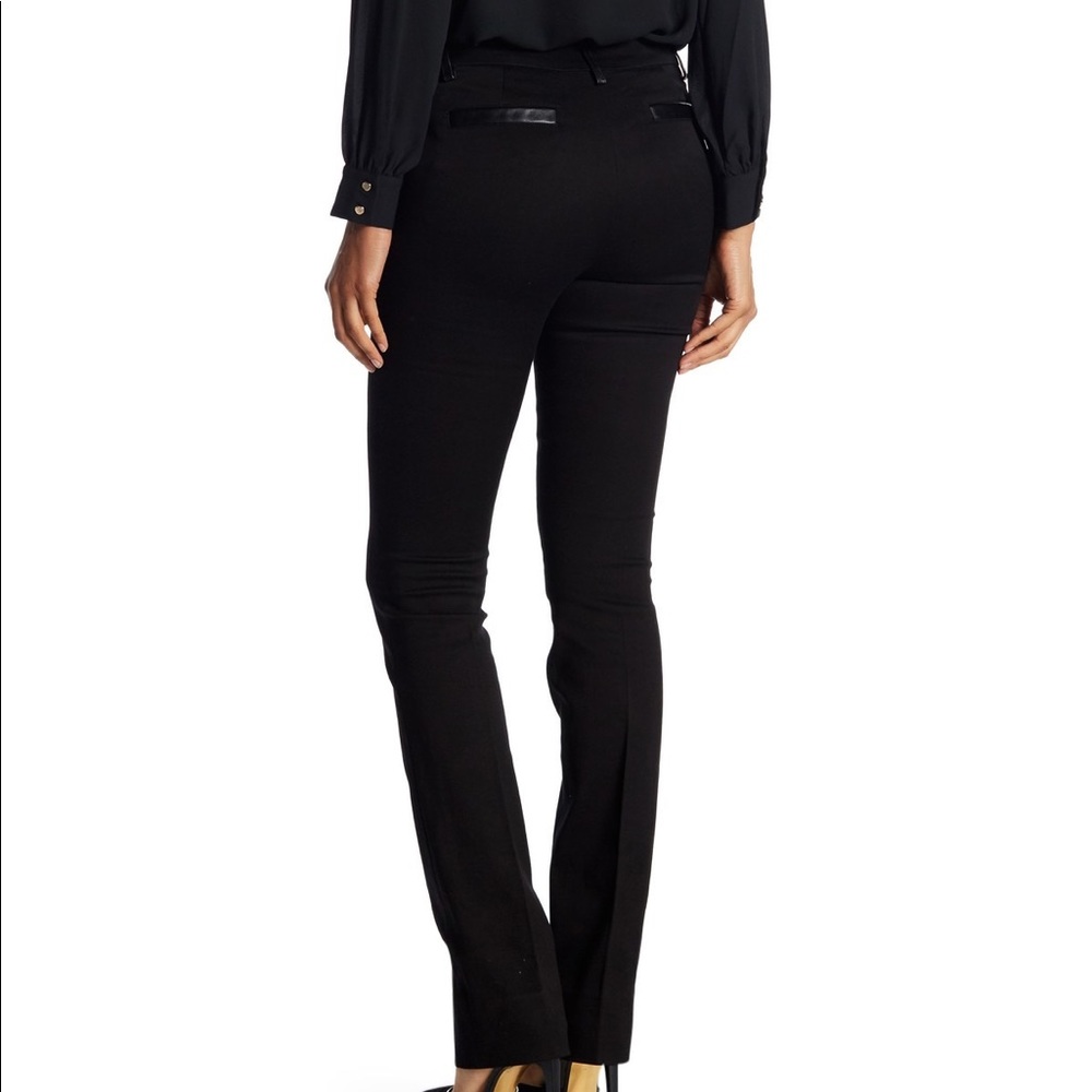 Vertigo Leather Trimmed Stretch Twill Pants